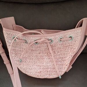 Free People Pink Woven Crossbody Bag